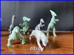 12 pc lot Vintage Marx Dinosaur Styles Colors Prehistoric Metallic Green Gray