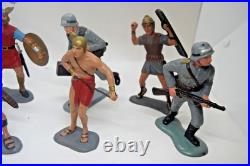 13 Vintage Marx Toy Figurines 6 tall 1963 Roman Centurian, Egyptian, Knight, eta
