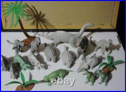 (15) Vintage Lot of Louis MARX Prehistoric Dinosaurs with Pot Belly + Trees (EX)