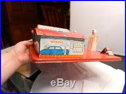 1930s Marx Electric Lighted Gull Service Station Gas And Oil Tin Litho Playset