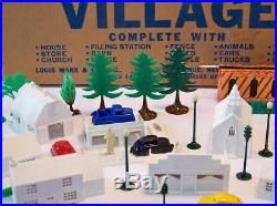 1940-50s MARX ENCHANTED VILLAGE PLAY SET ORIG. BOX, DOZENS OF ORIG. PIECES