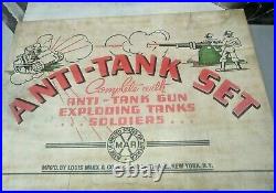 1940's MARX ANTI-TANK PLAY SET WITH BOX EXPLODING TANKS TARGETS AMMO AND GUN