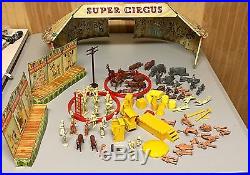 1950's Marx Super Circus Playset Tin Litho Big Top Tent And Accessories