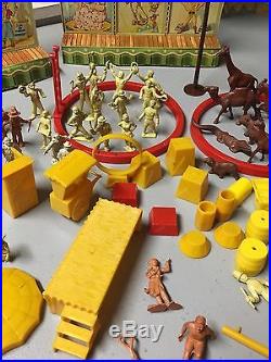 1950's Marx Super Circus Playset Tin Litho Big Top Tent And Accessories