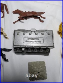 1950's LOUIS MARX Fort Apache COWBOY & INDIANS Play Set Toy Log Cabin Furniture