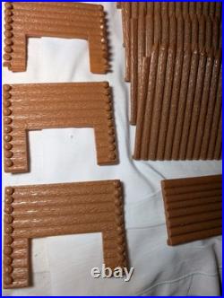 1950's LOUIS MARX Fort Apache COWBOY & INDIANS Play Set Toy Log Cabin Furniture