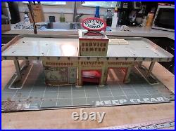 1950's Marx Day Nite Parking Gas Station Service Center Playset Tin Litho