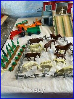 1950's Marx Large Platform Farm Set Playset NO BOX 220 Pieces