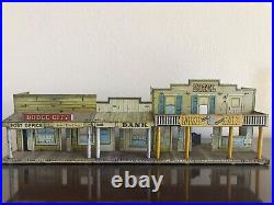 1950's Marx Litho Dodge City Western Town Building Hotel, Saloon, Bank etc