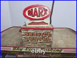 1950's Marx Sky-View Parking Service Center Playset Tin Litho Vintage