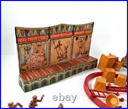 1950's Marx Tin Lithograph Super Circus Sideshow with 53 pieces