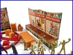 1950's Marx Tin Lithograph Super Circus Sideshow with 53 pieces