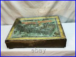 1950s MARX FIGHTING KNIGHTS CASTLE PLAYSET IN TIN Box LOOK EXTRAS
