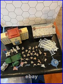 1950s MARX Toys ATOMIC Cape Canaveral MISSILE BASE Play set+Marx Tin Brick House