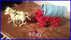 1950s Marx RED WAGON withBlue Top Gunsmoke Ringo Wagon Train Western