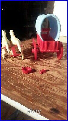 1950s Marx RED WAGON withBlue Top Gunsmoke Ringo Wagon Train Western