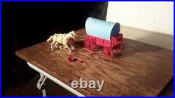 1950s Marx RED WAGON withBlue Top Gunsmoke Ringo Wagon Train Western