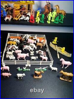 1950s Marx Roy Rogers Rodeo Ranch Playset Tin Litho Bar M Ranch House w indians