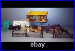 1950s Marx Tin Litho Bar M Ranch, With Cabin, Accessories, And Instructions