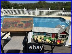 1950s Marx Tin Litho DollHouse Single Level Modern Ranch House with Furniture, Box