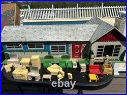 1950s Marx Tin Litho DollHouse Single Level Modern Ranch House with Furniture, Box