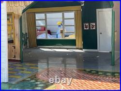 1950s Marx Tin Litho DollHouse Single Level Modern Ranch House with Furniture, Box