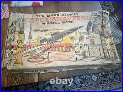 1950s Vintage MARX Toys ATOMIC Cape Canaveral MISSILE BASE Play set + Box near