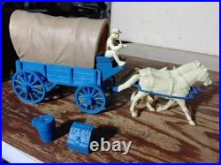 1959 Marx Blue Wagon withTan Top & driver Wagon Train Gunsmoke western playset
