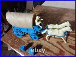 1959 Marx Blue Wagon withTan Top & driver Wagon Train Gunsmoke western playset