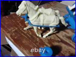 1959 Marx Blue Wagon withTan Top & driver Wagon Train Gunsmoke western playset