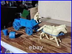 1959 Marx Blue Wagon withTan Top & driver Wagon Train Gunsmoke western playset