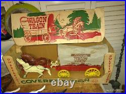 1959 Marx Wagon Train Playset WithOriginal Box And Extras