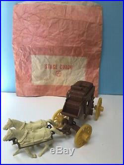 1959 Marx Wells Fargo Playset Stage Coach, Matching Brown Hitch/ Bag