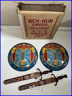1959 Rare Marx Ben Hur Two Swords, Scabbards & Shields Playset Mint In Box