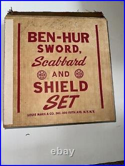 1959 Rare Marx Ben Hur Two Swords, Scabbards & Shields Playset Mint In Box