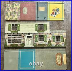 1960 Marx Suburban Colonial Metal Doll House in Box w Furniture & Acc inc Disney