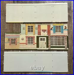1960 Marx Suburban Colonial Metal Doll House in Box w Furniture & Acc inc Disney