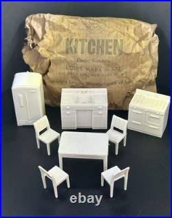 1960 Marx Suburban Colonial Metal Doll House in Box w Furniture & Acc inc Disney