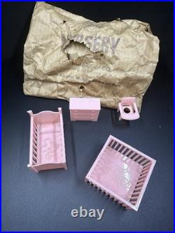 1960 Marx Suburban Colonial Metal Doll House in Box w Furniture & Acc inc Disney