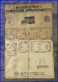 1960 Marx Suburban Colonial Metal Doll House in Box w Furniture & Acc inc Disney
