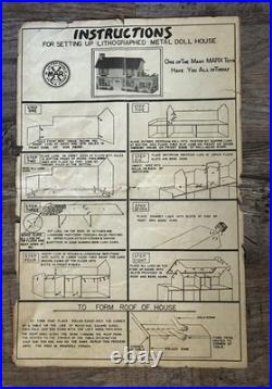 1960 Marx Suburban Colonial Metal Doll House in Box w Furniture & Acc inc Disney