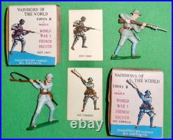 1960's Marx 132 Warriors of the World WW1 French Soldiers. 7/8 withCards & Boxes