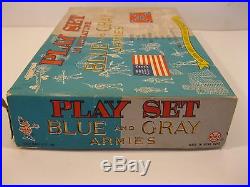 1960's Marx Miniature Blue & Gray Playset + Box 120+ pieces Original Fine+ NR