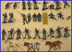 1960's Marx Miniature Blue & Gray Playset + Box 120+ pieces Original Fine+ NR