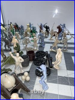 1960's Marx Sears Mixed Lot Blue And Gray, Horses Figures, Over 100 Pieces