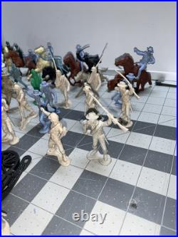 1960's Marx Sears Mixed Lot Blue And Gray, Horses Figures, Over 100 Pieces