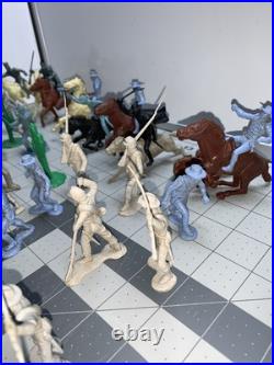 1960's Marx Sears Mixed Lot Blue And Gray, Horses Figures, Over 100 Pieces