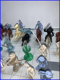 1960's Marx Sears Mixed Lot Blue And Gray, Horses Figures, Over 100 Pieces