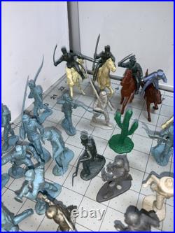 1960's Marx Sears Mixed Lot Blue And Gray, Horses Figures, Over 100 Pieces