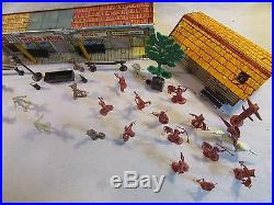 1960's marx playset tin western town small cabin wells fargo cowboys indians